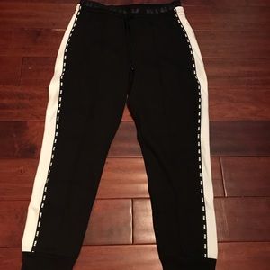 PINK black and white joggers